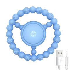 GLEEHAPY vibrating sensory chew toy blue front view supports teething comfort on the go.