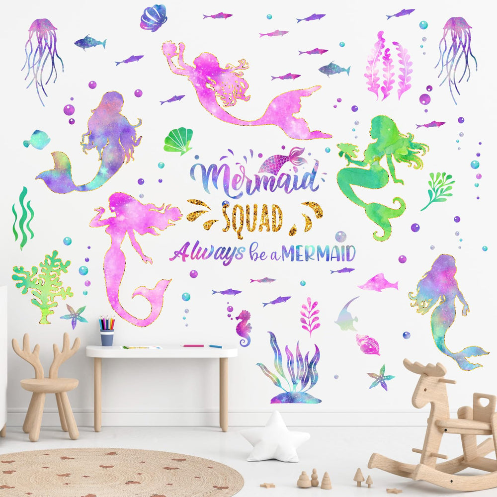 Glenmal Mermaid Wall Decal application surface shows versatile sticking on smooth walls.