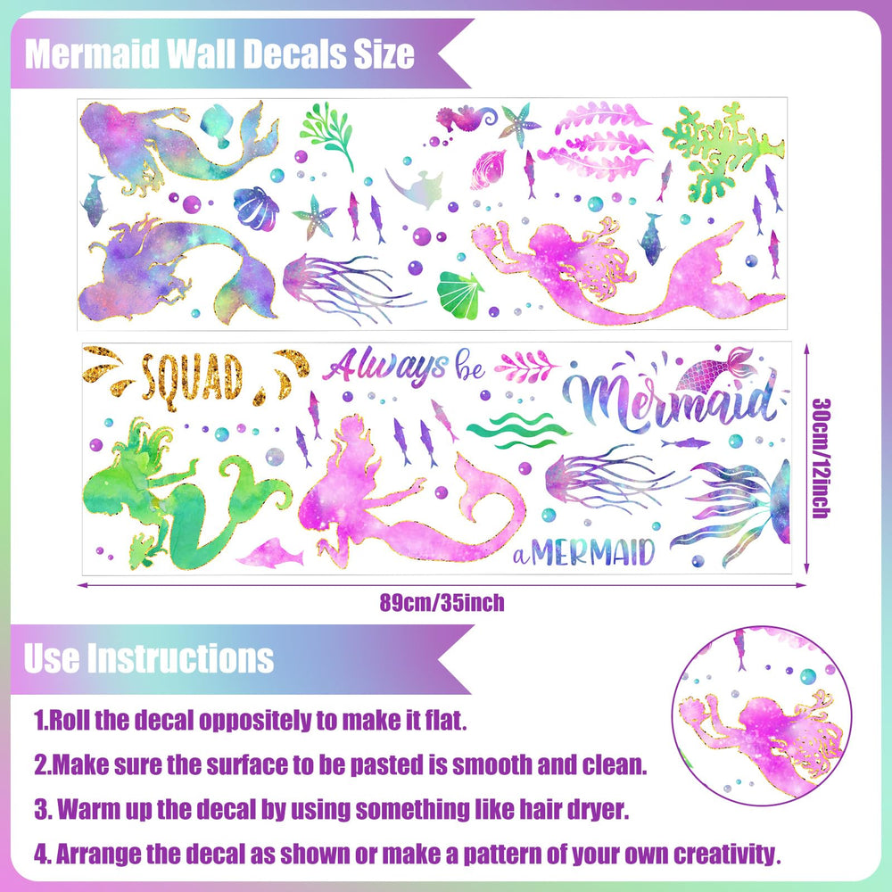 Glenmal Mermaid Wall Decal glitter detail adds sparkling focal point.