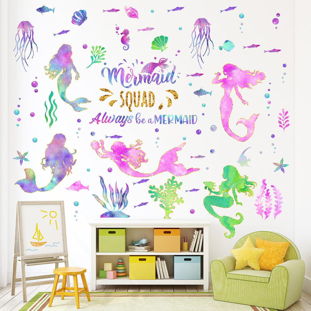 Glenmal Mermaid Wall Decal packaging highlights durable PVC material.
