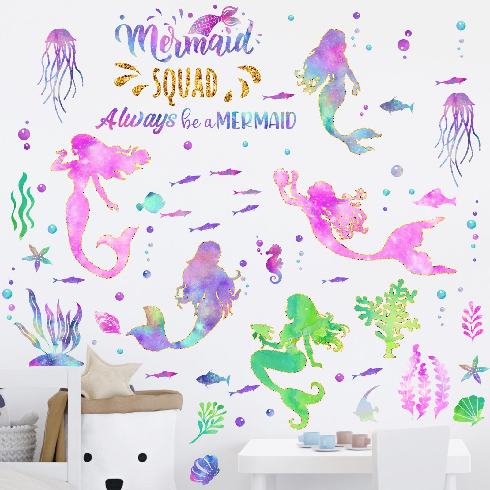 Glenmal Mermaid Wall Decal Two Sheets transform walls with whimsy.