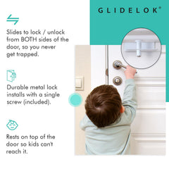 GlideLok dual-side operation lets adults open from either side