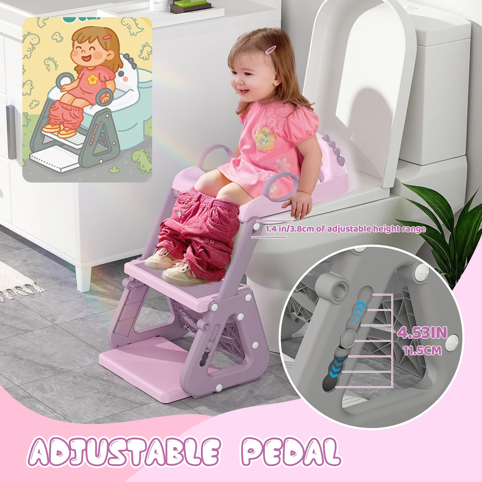 Gliizee Mall potty seat adjustable height illustration for growing children