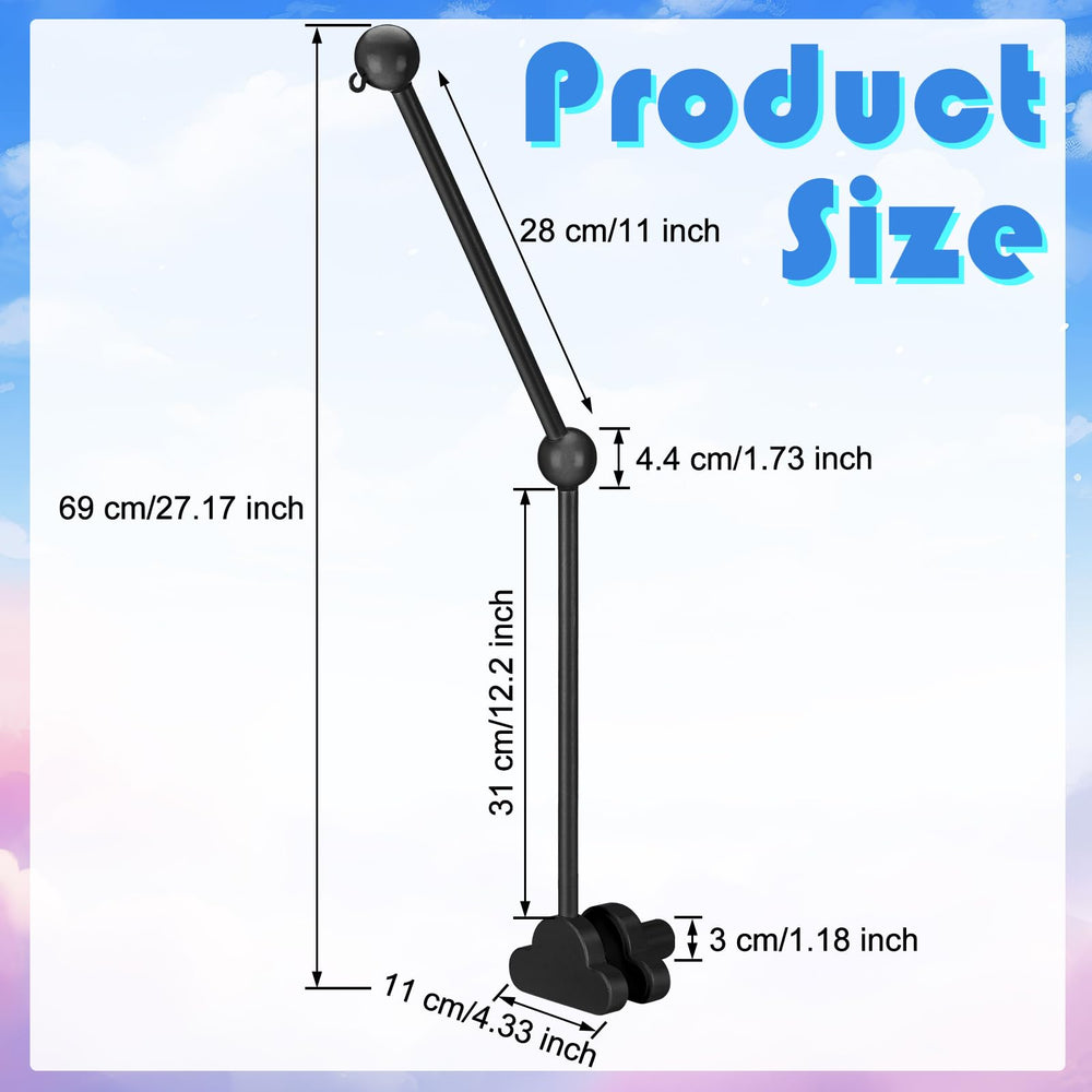 GlikCeil adjustable-height crib arm demonstrates flexible positioning for baby's view