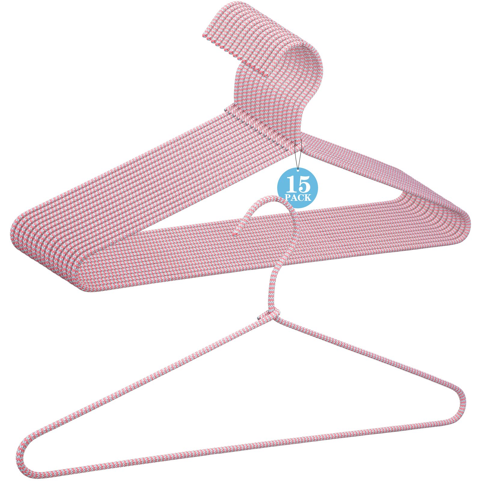 GlikCeil fabric wrapped hanger pink stripes for snag-free closet organization and gentle garment support.