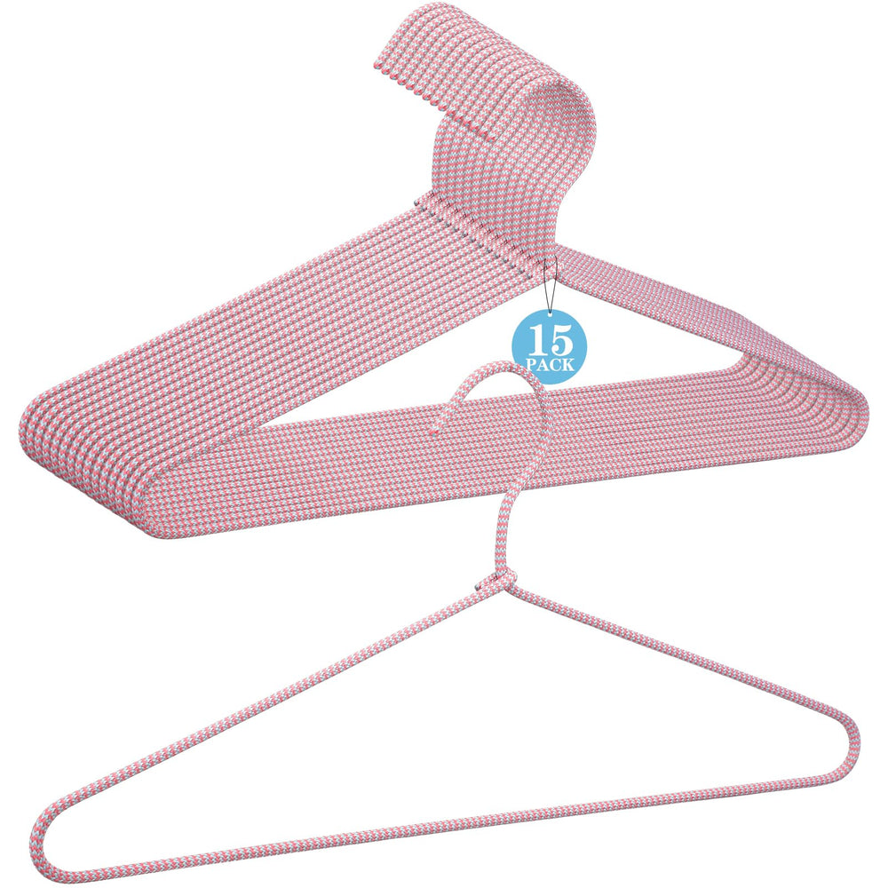 GlikCeil fabric wrapped hanger pink stripes for snag-free closet organization and gentle garment support.