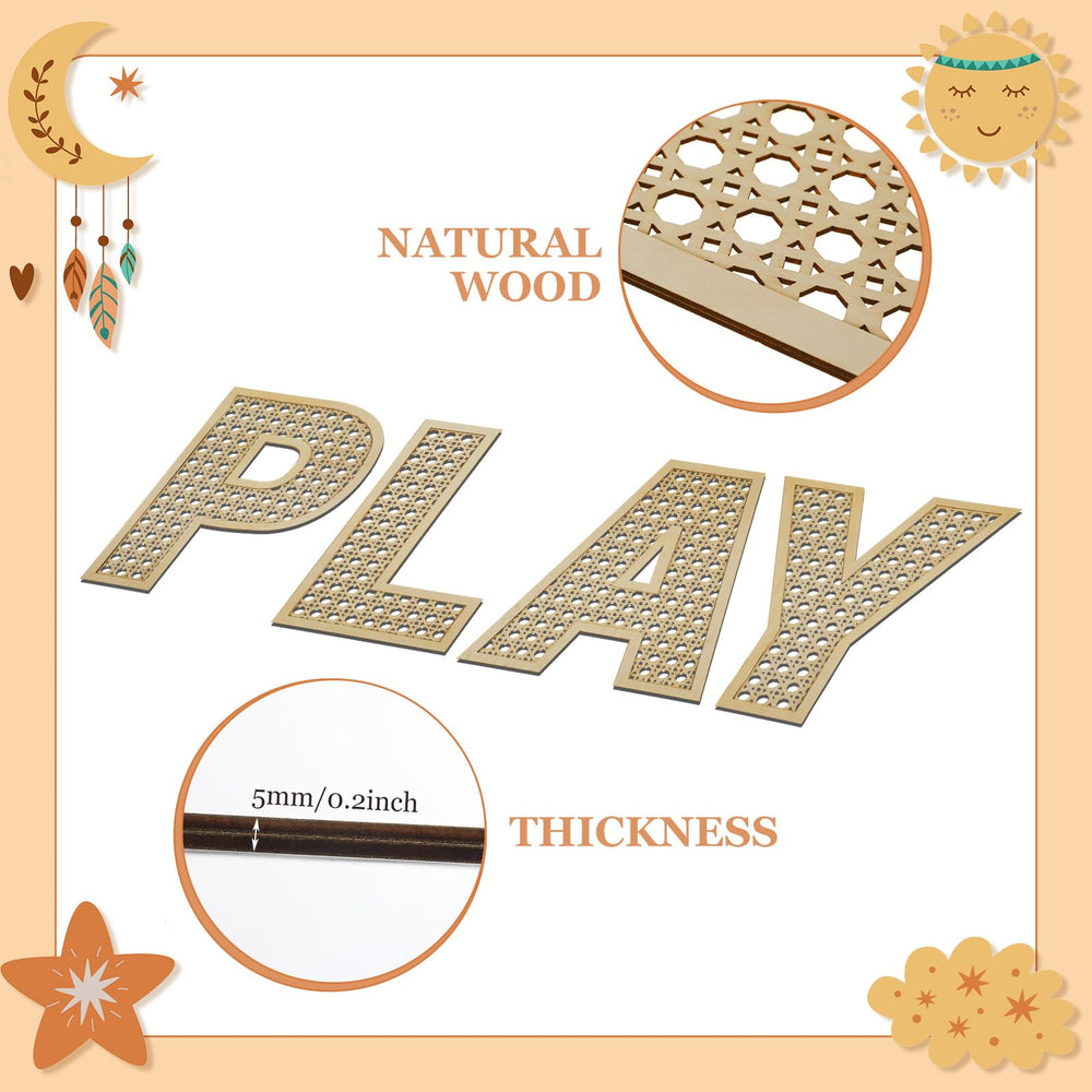 GlikCeil neutral color rattan letters on wall display blends with decor