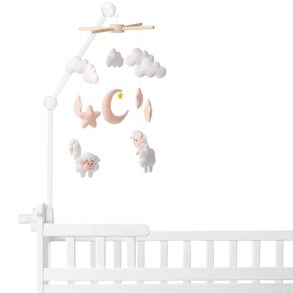 GlikCeil cloud-design mobile arm holds wind chimes and toys securely