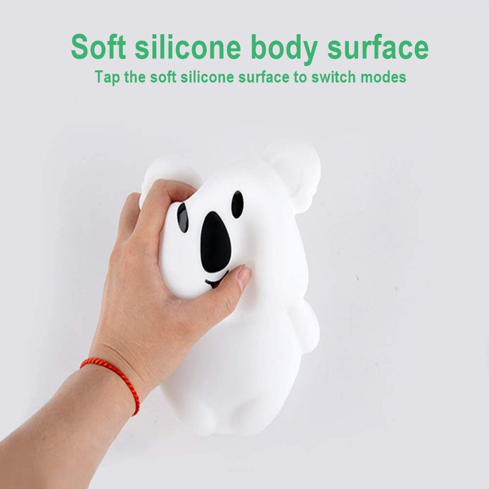 Glinrui koala night light soft-touch image emphasizes squeezable bedside decor.