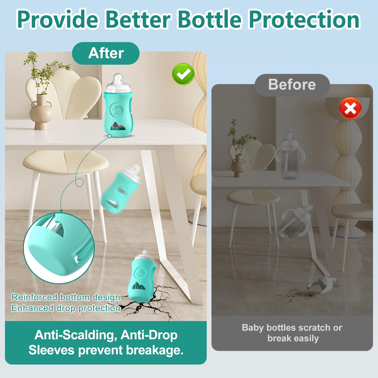 gliship silicone sleeve dishwasher-safe and easy to clean for Philips Avent 8oz bottle