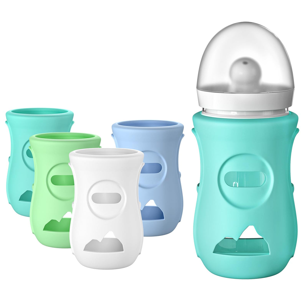 gliship silicone sleeve on Philips Avent 8oz bottle side view showing shatterproof protection and grip