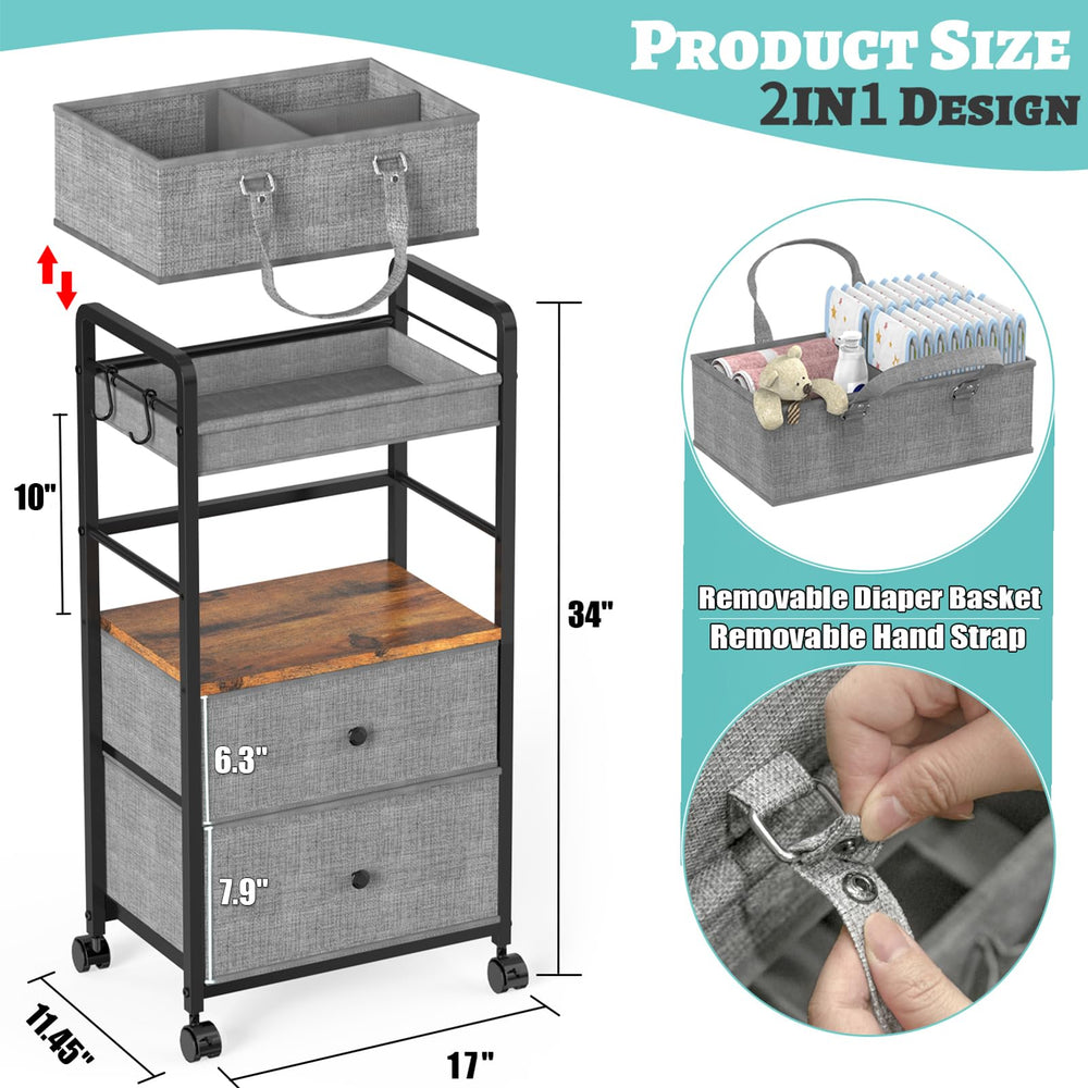 GLISWAM diaper caddy drawers keep baby essentials neatly organized and within reach