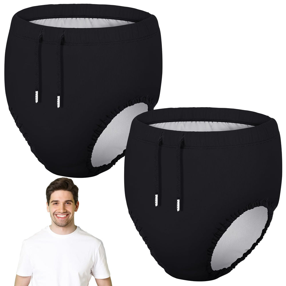 Glitopper two-pcs reusable adult swim diapers package for discreet in-water protection