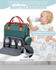 GLIXAVIA diaper bag interior organized view—15+ pockets keep mom and baby essentials neat.
