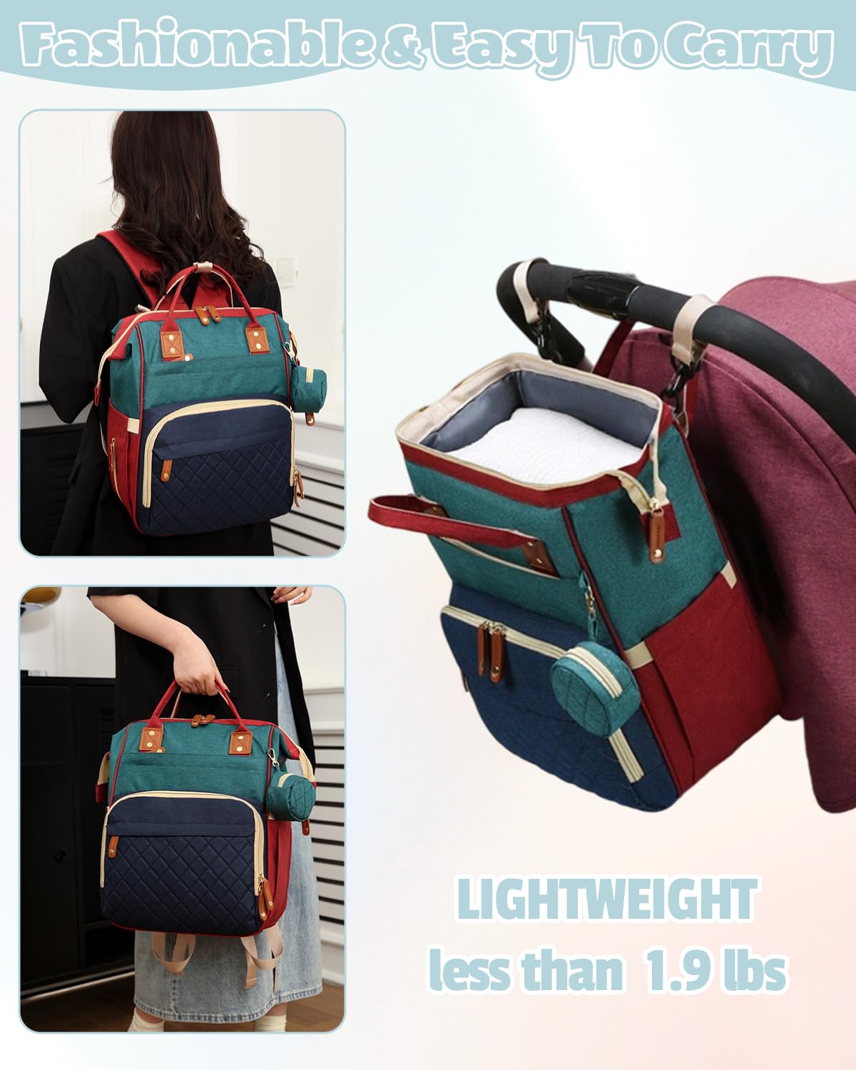 GLIXAVIA travel-ready mommy bag—versatile, fashion-forward design for outings and trips.