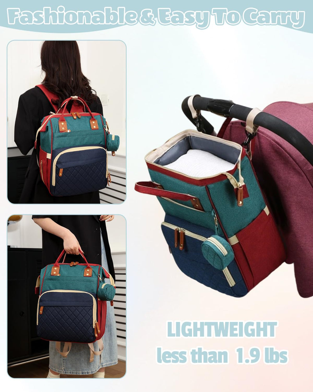 GLIXAVIA travel-ready mommy bag—versatile, fashion-forward design for outings and trips.