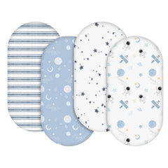 GLLQUEN BABY astronaut-pattern bassinet sheets offer soft, breathable comfort for naps.