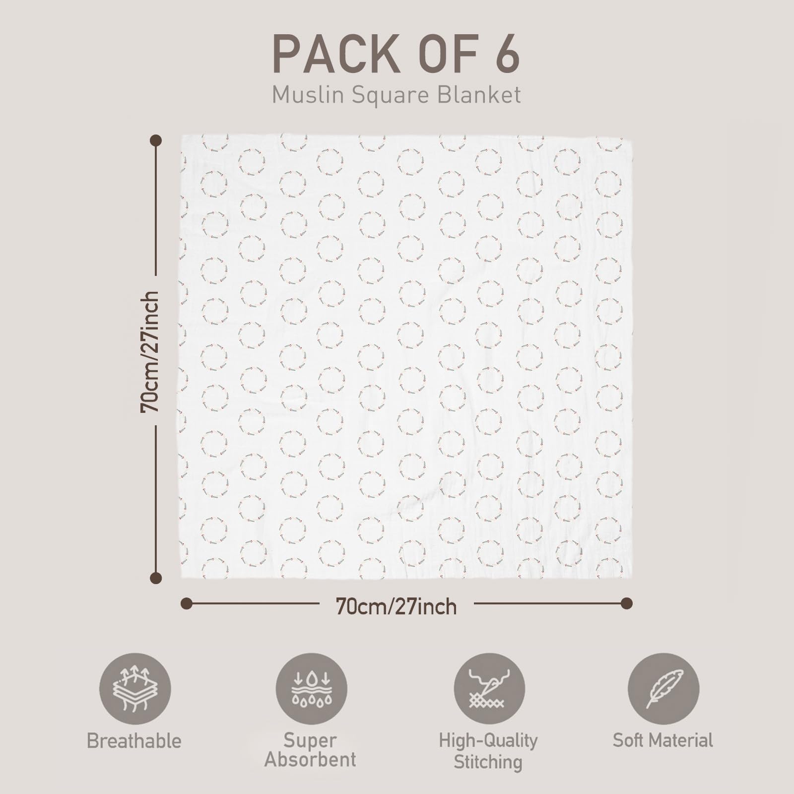GLLQUEN BABY bamboo viscose fabric closeup emphasizes breathable 70x70 cm size