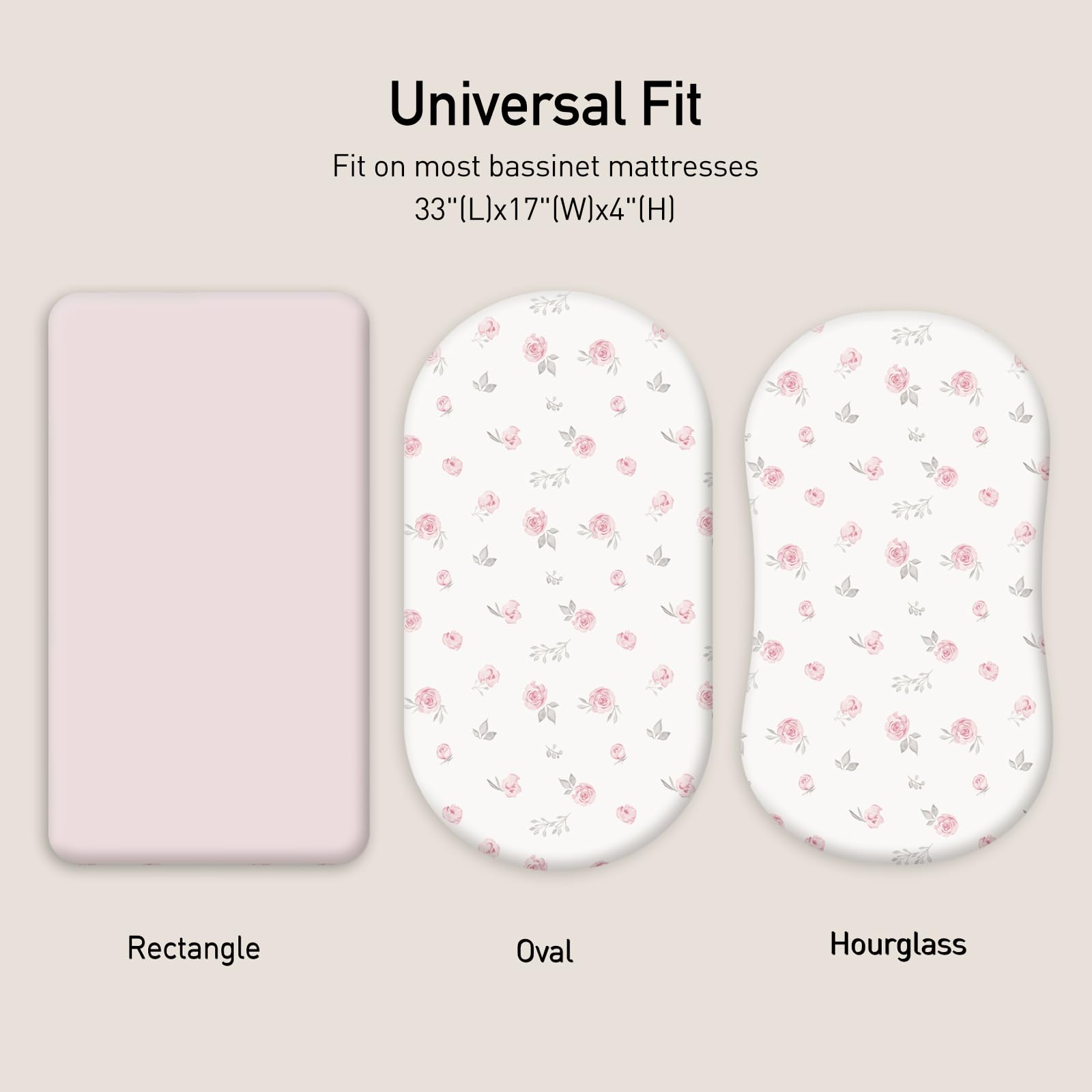 GLLQUEN BABY 33x17 bassinet sheets fit various shapes.