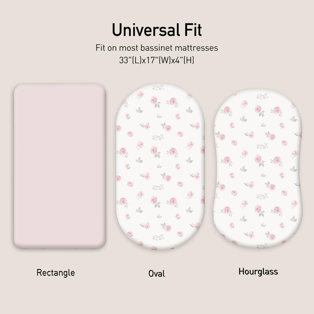 GLLQUEN BABY 33x17 bassinet sheets fit various shapes.