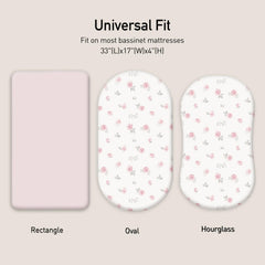 GLLQUEN BABY 33x17 bassinet sheets fit various shapes.