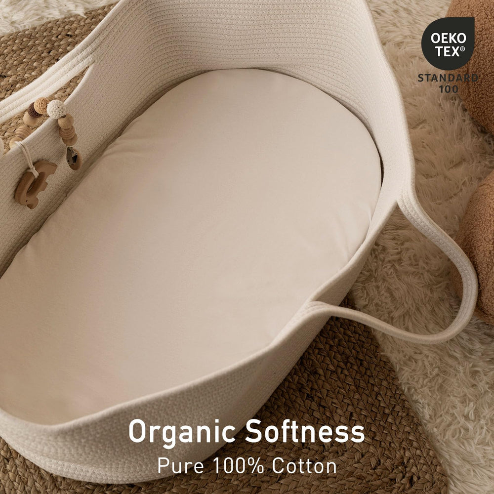 GLLQUEN BABY bassinet sheets 360° elastic fit guarding against slipping.
