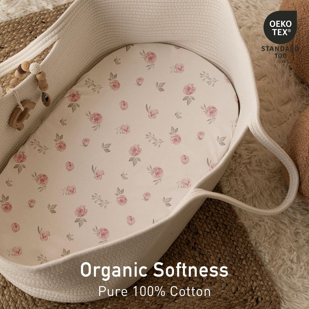 GLLQUEN BABY bassinet sheet 360° elastic fit prevents slipping.