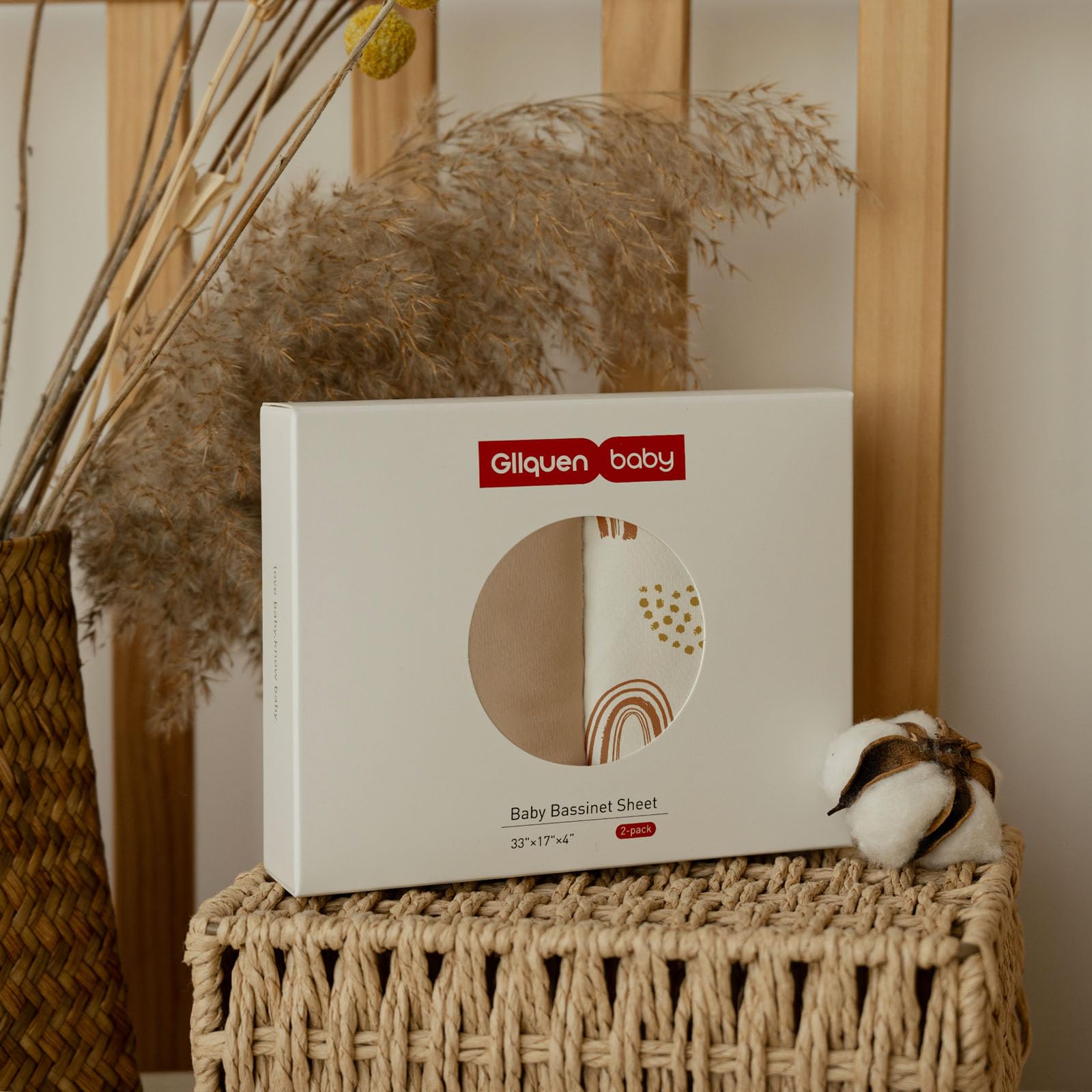 Gllquen Baby bassinet sheets easy-care closeup emphasizes machine-wash durability.