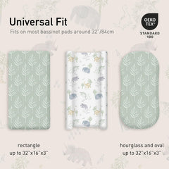 GLLQUEN BABY elastic-edge sheet shows snug fit on bassinet