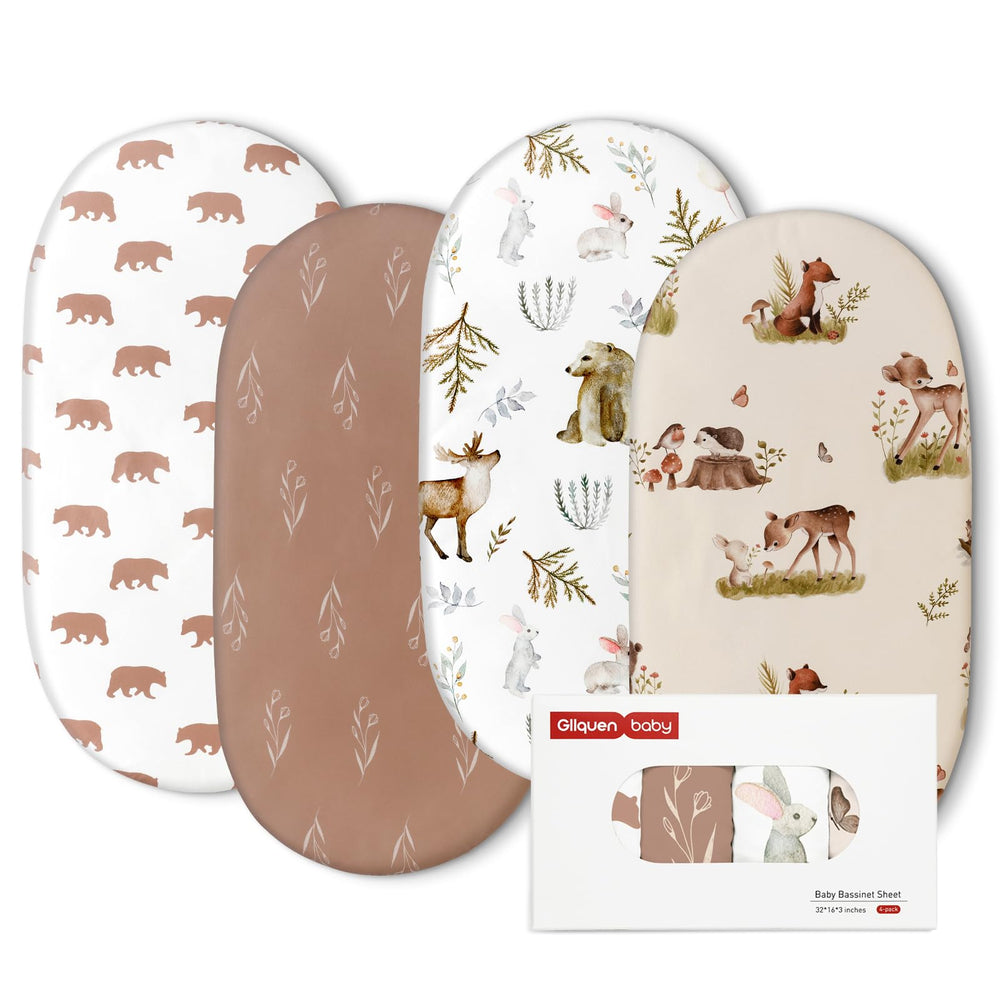 GLLQUEN BABY bassinet sheets fabric texture closeup showing soft breathable material for cozy sleep.