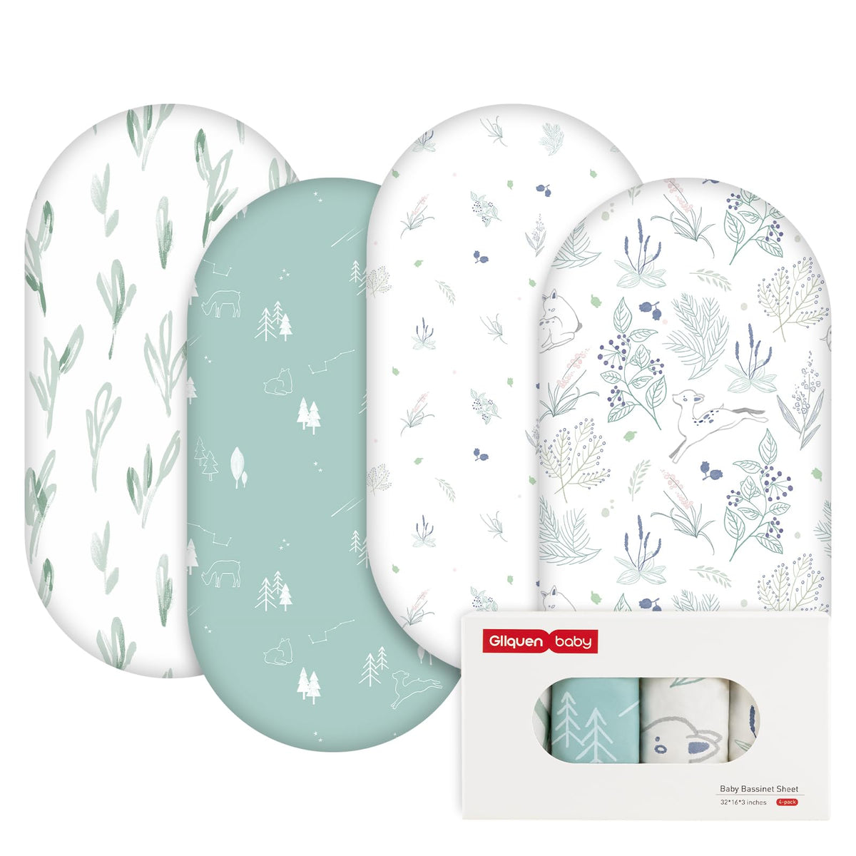 GLLQUEN BABY forest deer pattern bassinet sheet for cozy naps