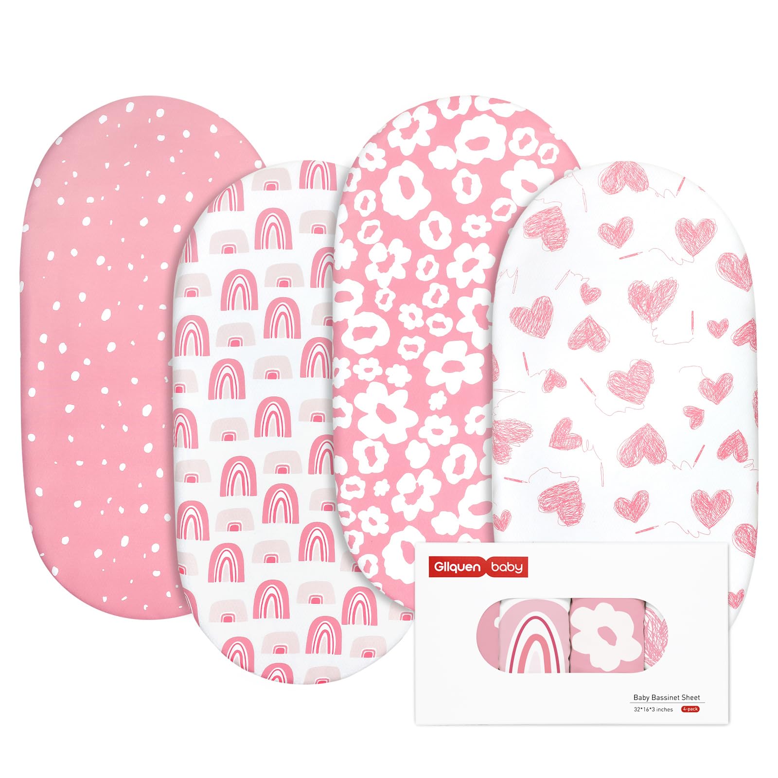 GLLQUEN BABY bassinet sheets wrinkle-resistant fabric stays smooth after washes