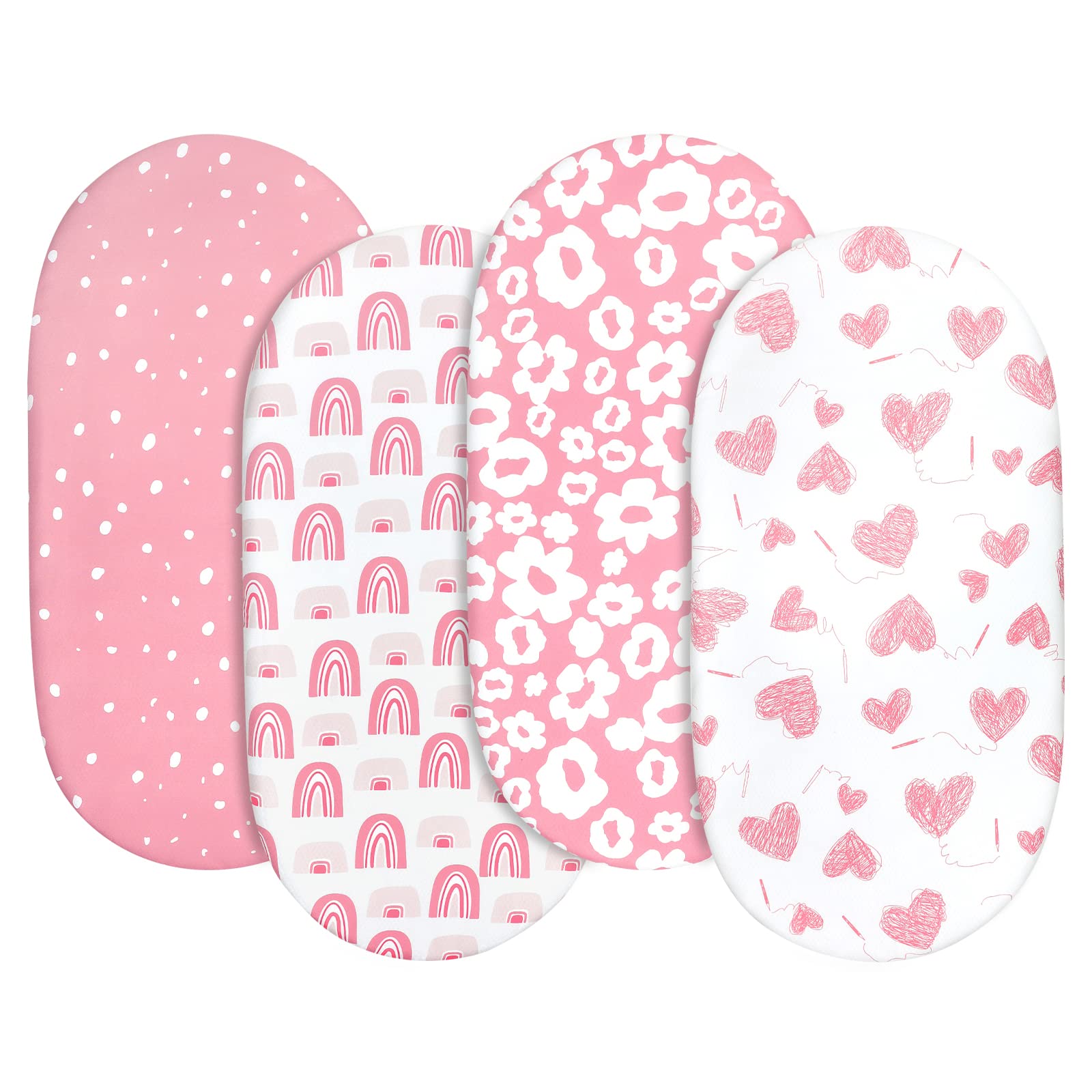 GLLQUEN BABY bassinet sheets Love pattern flat lay shows soft breathable fabric