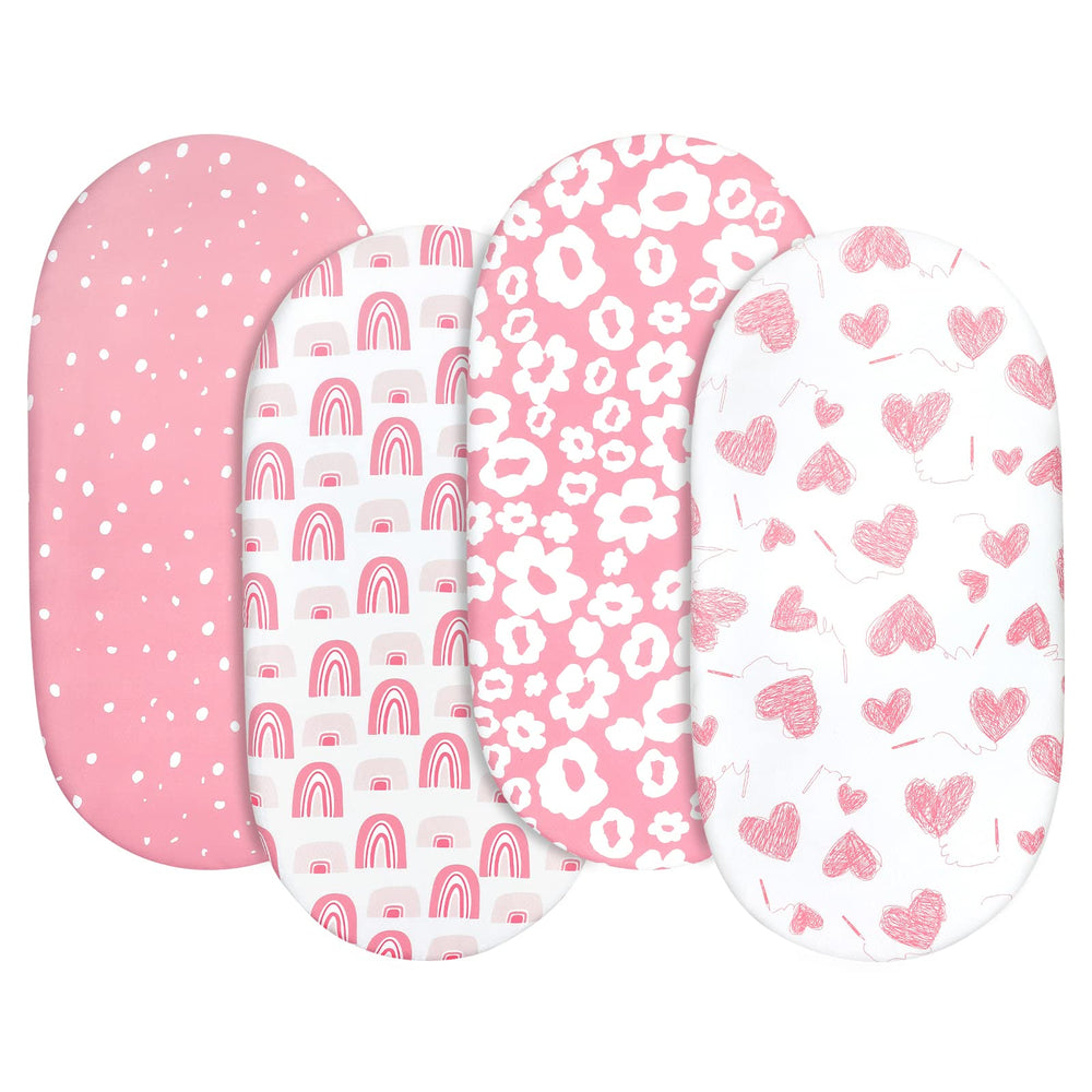 GLLQUEN BABY bassinet sheets Love pattern flat lay shows soft breathable fabric