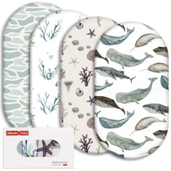 GLLQUEN BABY bassinet sheets Marine pattern offer breathable comfort for newborn sleep