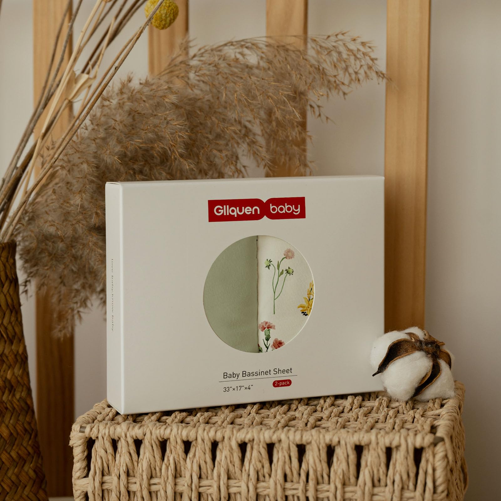 GLLQUEN BABY bassinet sheets breathable organic cotton fiber for comfort.