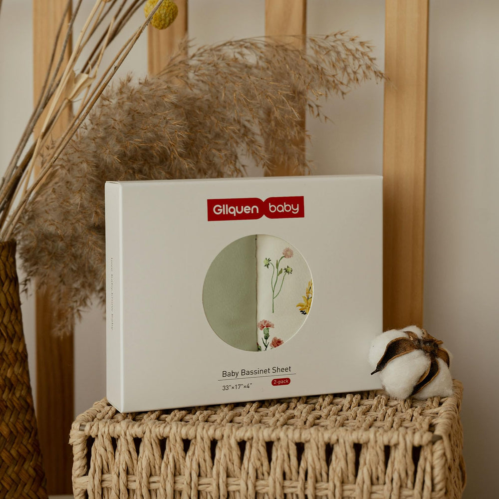 GLLQUEN BABY bassinet sheets breathable organic cotton fiber for comfort.