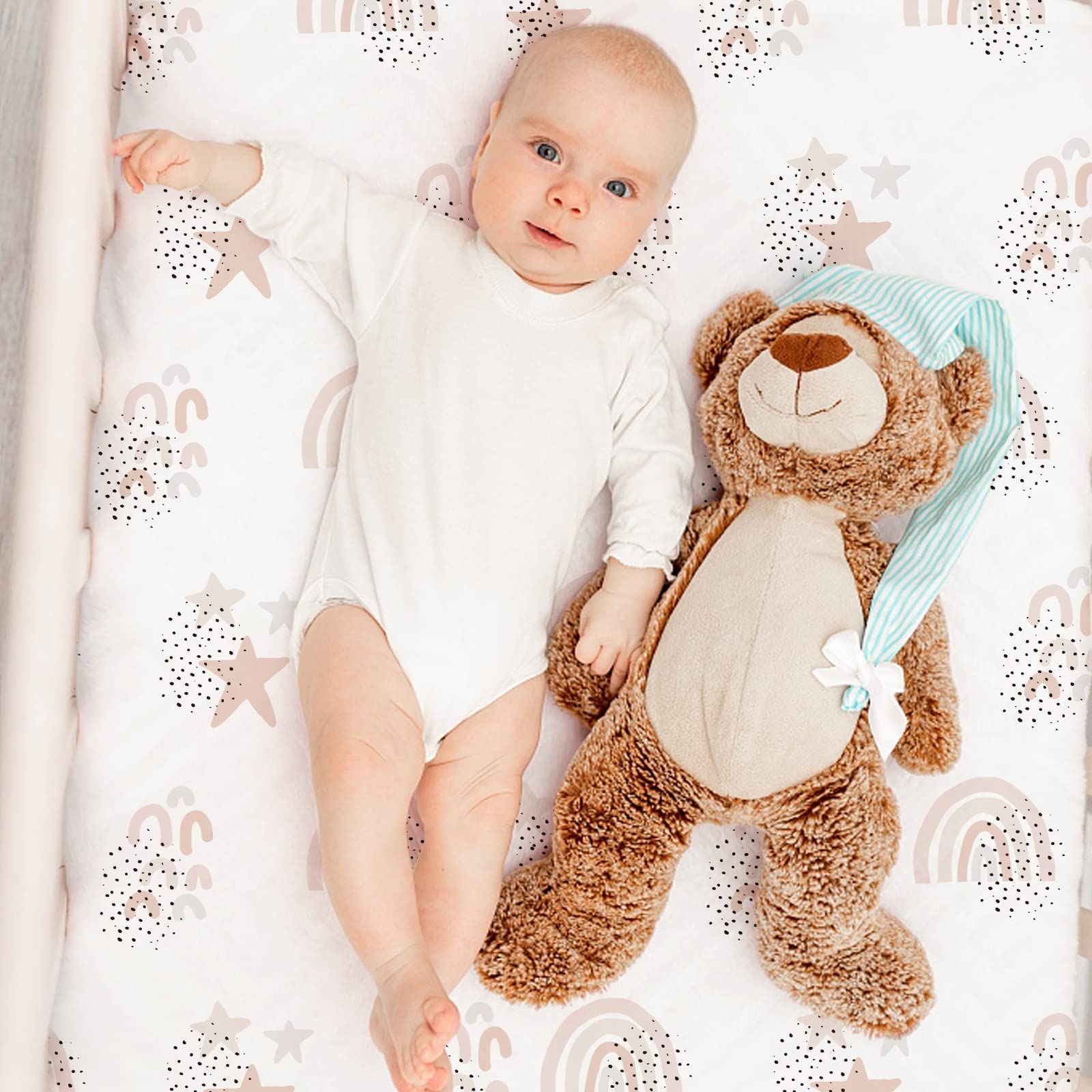 Gllquen Baby rainbow pattern adds cheerful nursery flair.
