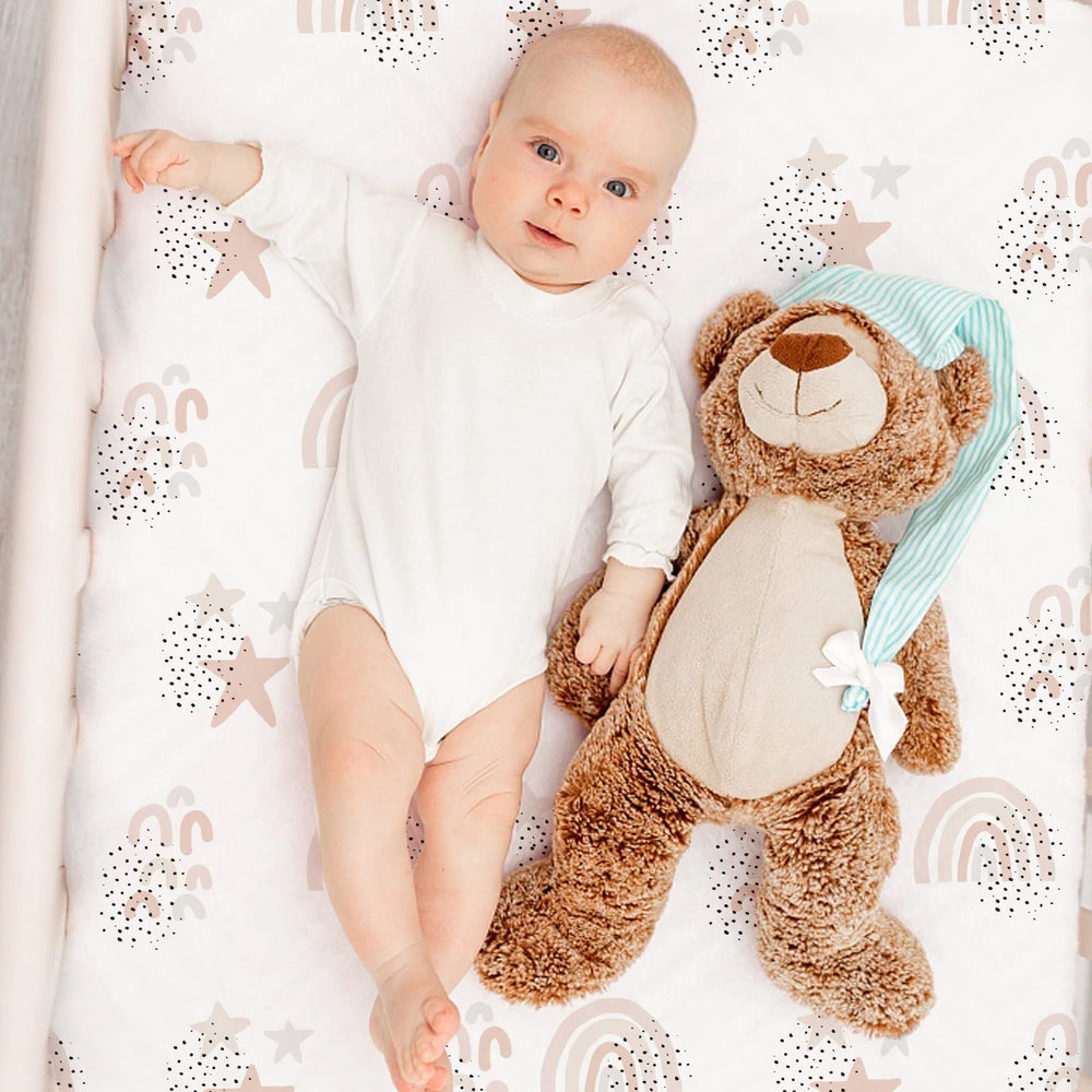 Gllquen Baby rainbow pattern adds cheerful nursery flair.