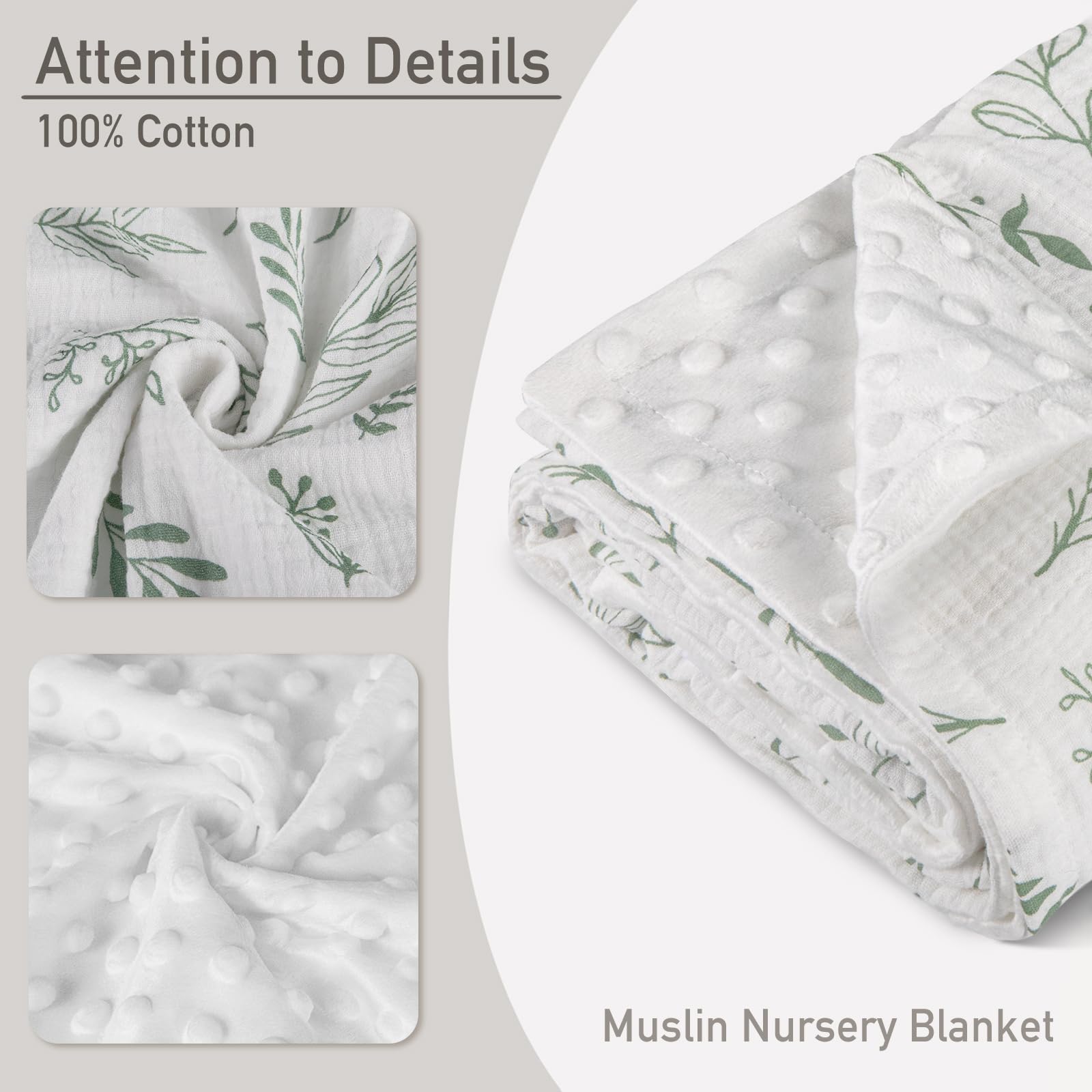 GLLQUEN BABY blanket features a 3D arm design greenery soothing touch