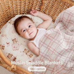 GLLQUEN BABY breathable cotton muslin keeps baby cozy in varying weather.
