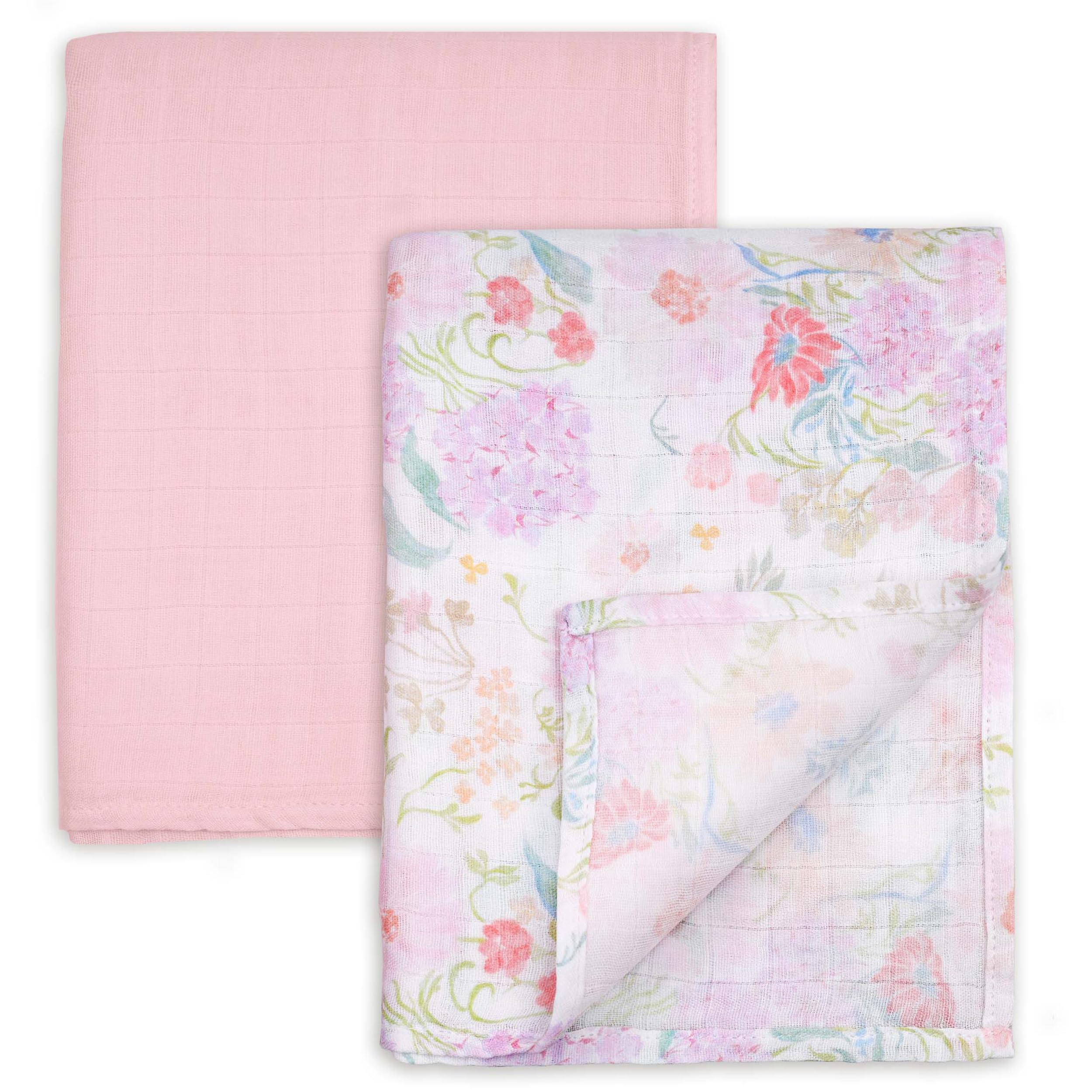 GLLQUEN BABY Floral Dream swaddle blanket close-up showing soft bamboo-cotton fabric for gentle skin comfort.