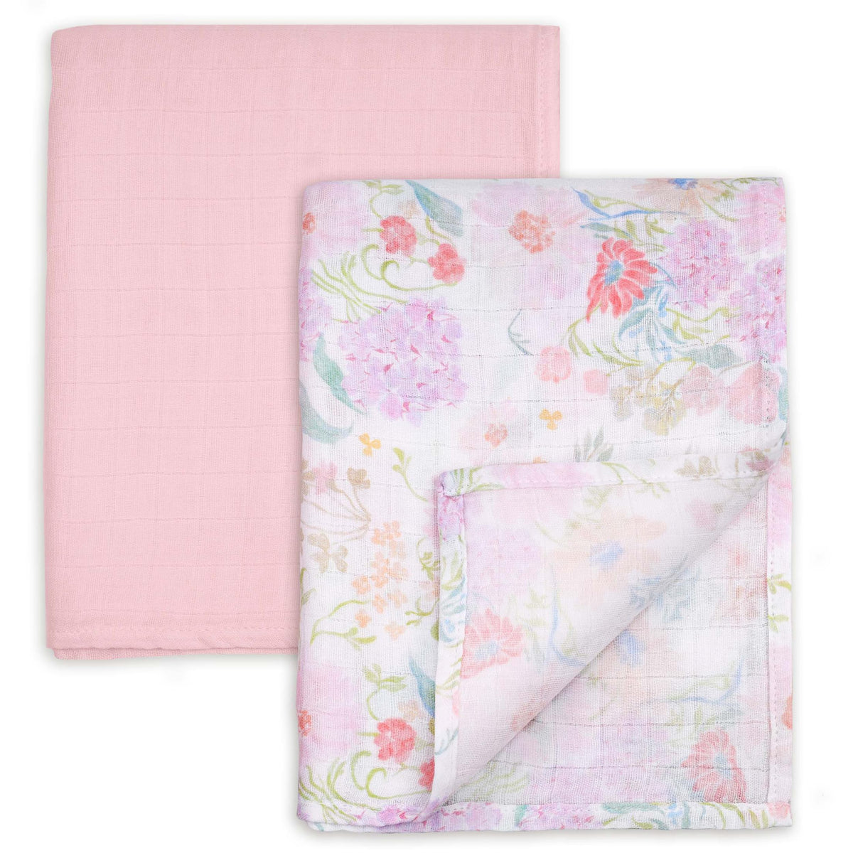 GLLQUEN BABY Floral Dream swaddle blanket close-up showing soft bamboo-cotton fabric for gentle skin comfort.