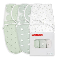 GLLQUEN BABY girl swaddles 3-pack front view showing cozy, secure wrap for newborn sleep