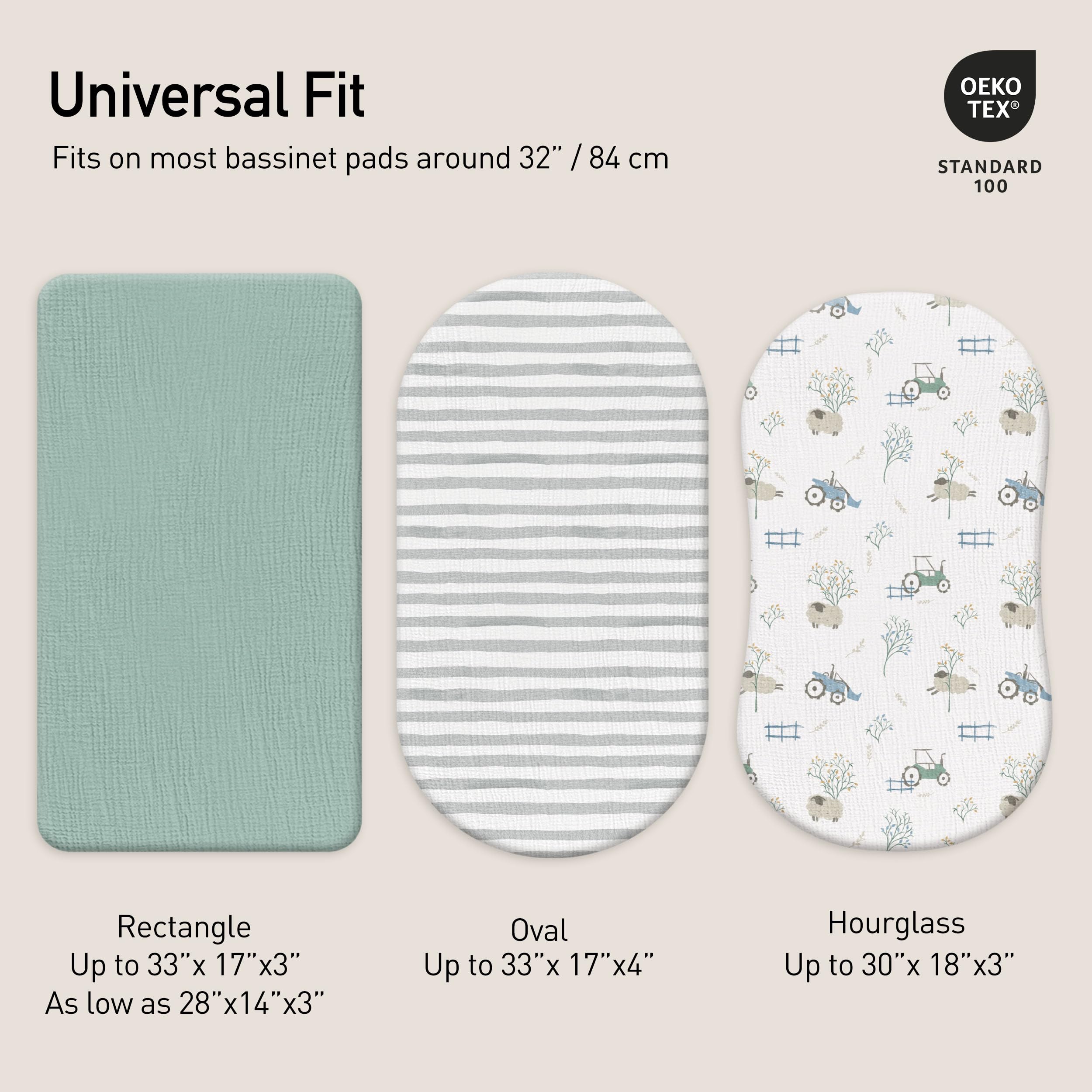 Gllquen Baby muslin bassinet sheets fit oval and rectangular cradles securely