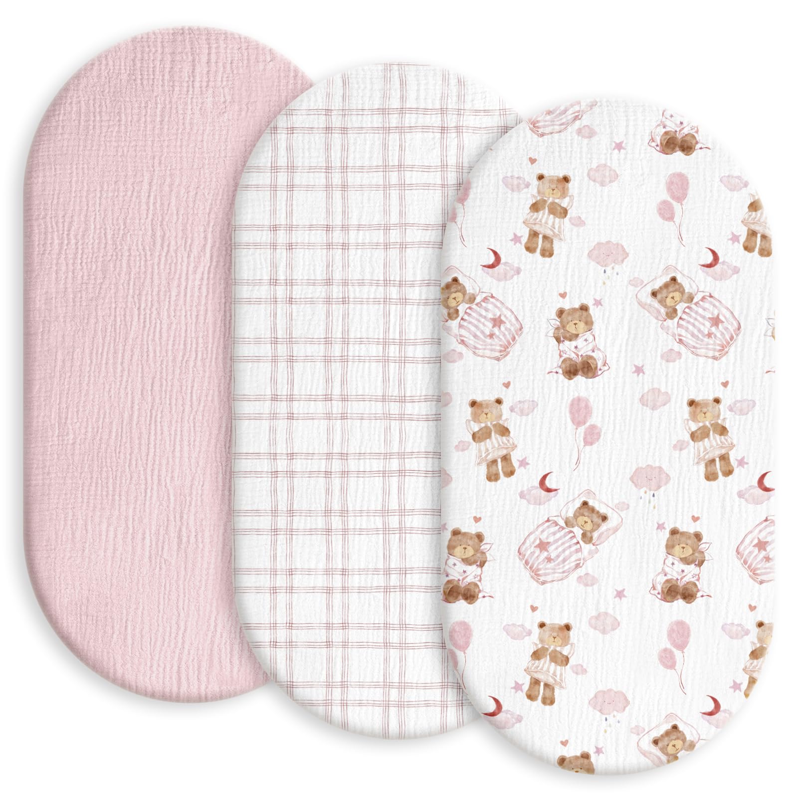 Gllquen Baby Muslin Bassinet Sheets Pack-3 for quick changes and backups