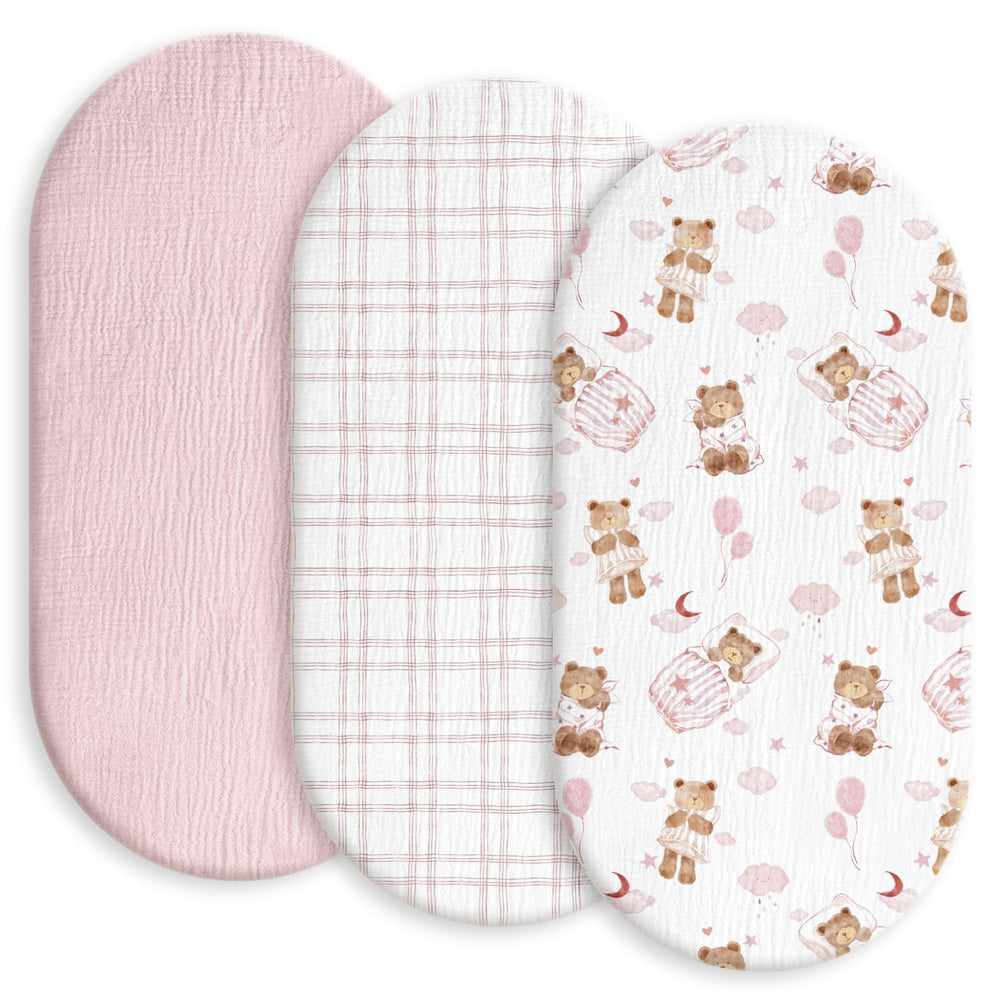 Gllquen Baby Muslin Bassinet Sheets Pack-3 for quick changes and backups