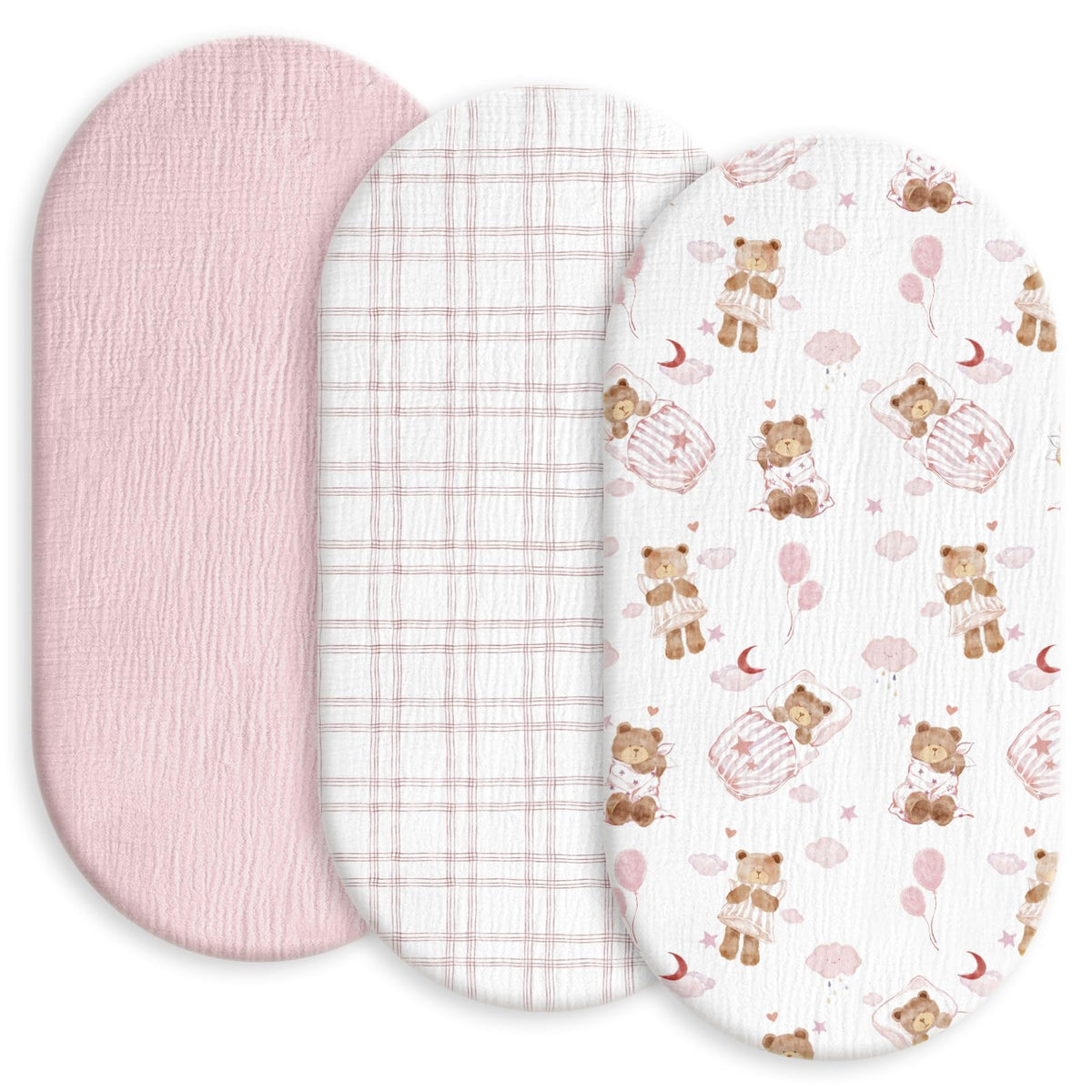Gllquen Baby Muslin Bassinet Sheets Pack-3 for quick changes and backups