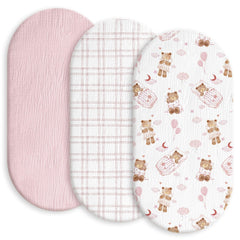 Gllquen Baby Muslin Bassinet Sheets Pack-3 for quick changes and backups