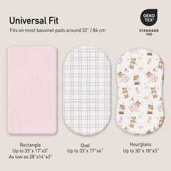 Gllquen Baby Muslin Bassinet Sheets Universal-Fit for oval, round, rectangular and hourglass mattresses